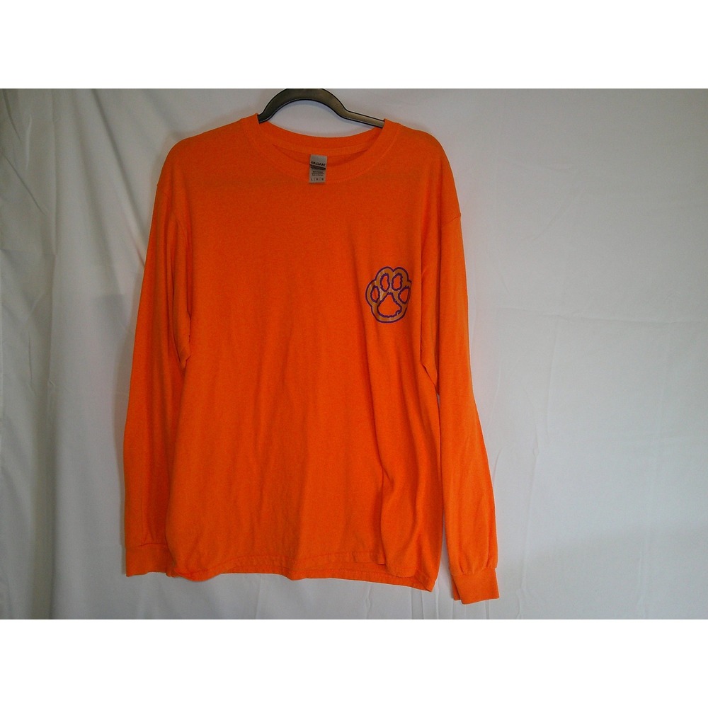Clemson Tigers Orange Paw Print Long Sleeve T Shirt Adult Large Gildan